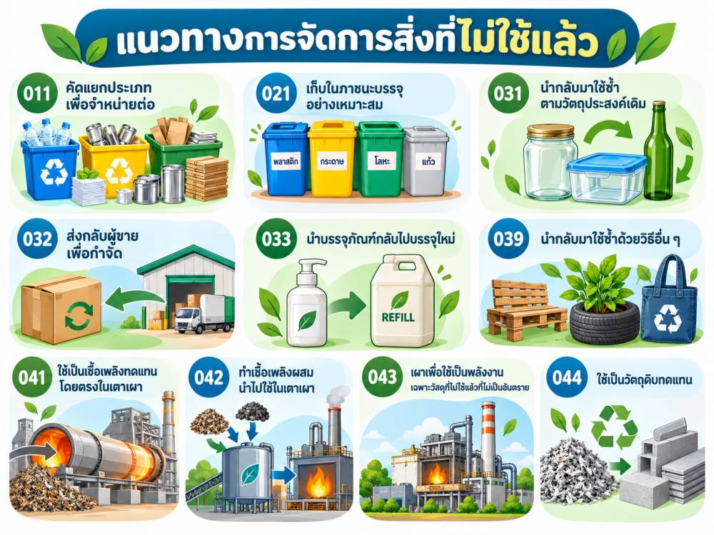 แนวทางการจัดการสิ่งปฏิกูลหรือวัสดุที่ไม่ใช้แล้ว เพื่อการใช้ทรัพยากรอย่างคุ้มค่าและลดผลกระทบต่อสิ่งแวดล้อม